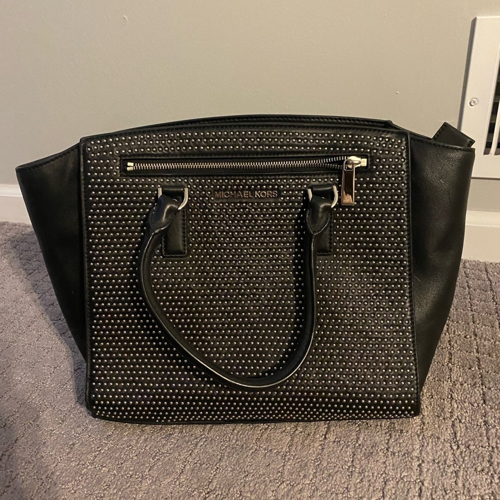 Large black studded Michael Kors bag
